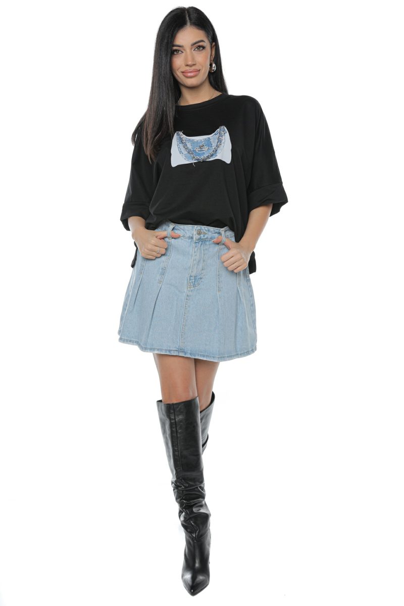 Tricou Damă Negru cu Lanț Iris